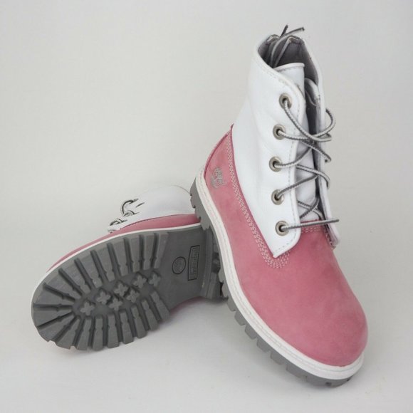 Timberland Little Kids Boots Leather SPD UP Pink Grey - Picture 11 of 12